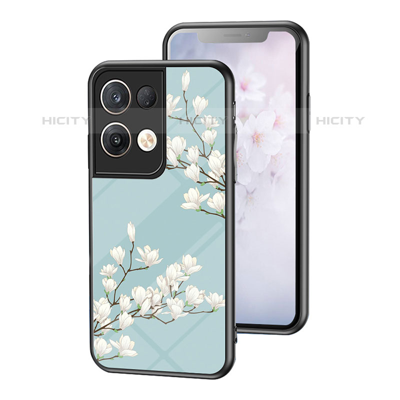 Custodia Silicone Gel Laterale Fiori Specchio Cover per Oppo Reno8 Pro 5G