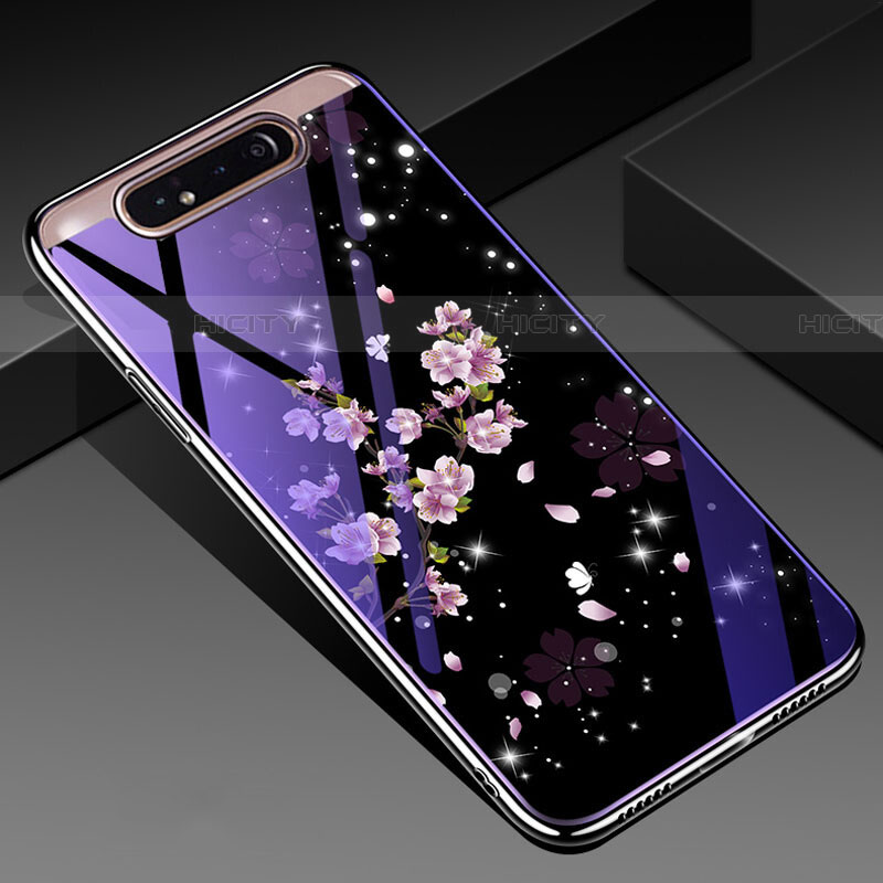 Custodia Silicone Gel Laterale Fiori Specchio Cover per Samsung Galaxy A80 Multicolore