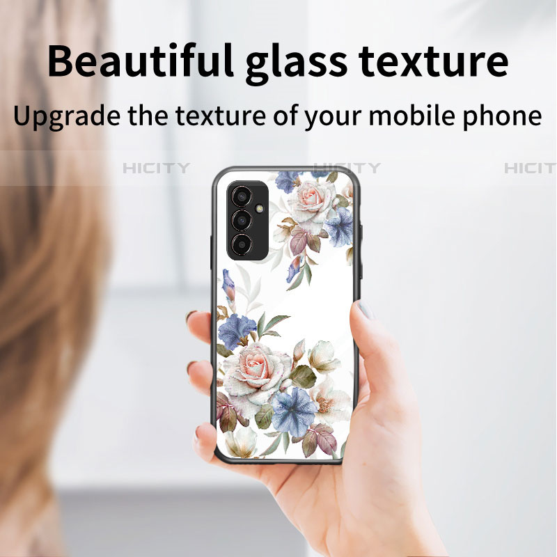 Custodia Silicone Gel Laterale Fiori Specchio Cover per Samsung Galaxy M13 4G