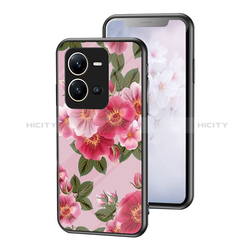 Custodia Silicone Gel Laterale Fiori Specchio Cover per Vivo X80 Lite 5G