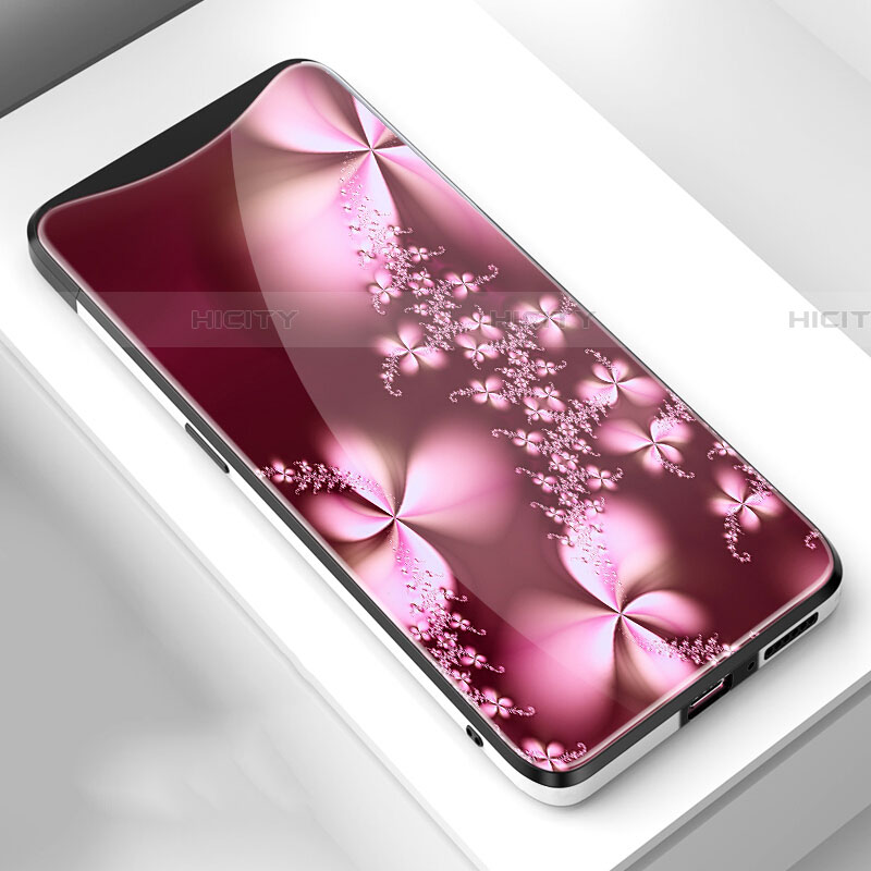 Custodia Silicone Gel Laterale Fiori Specchio Cover S01 per Oppo Find X Super Flash Edition