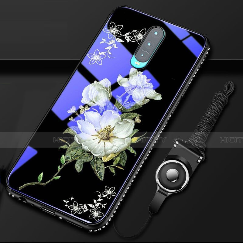 Custodia Silicone Gel Laterale Fiori Specchio Cover S01 per Oppo R17 Pro Nero