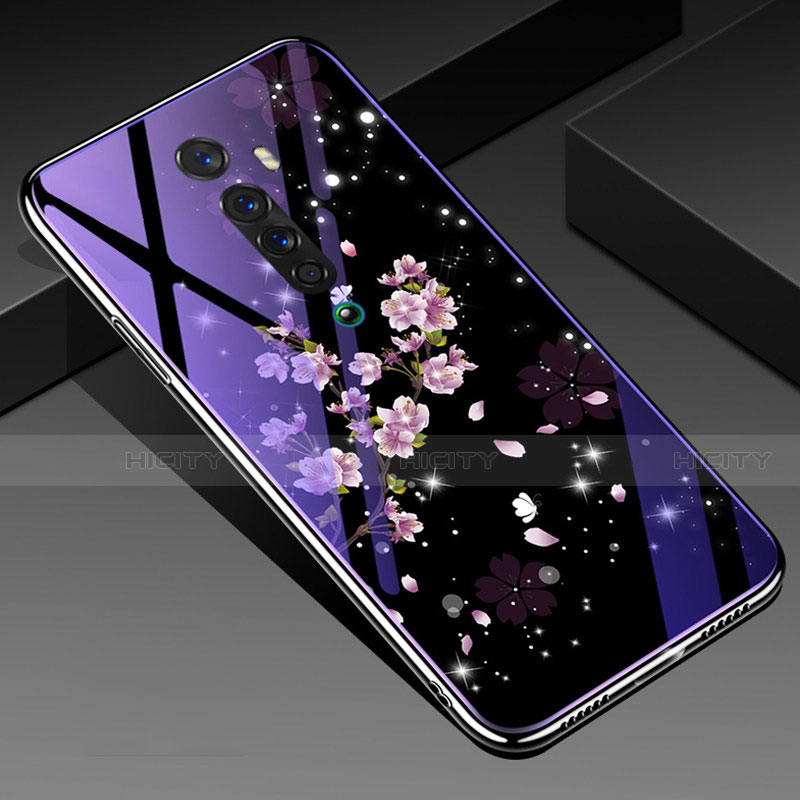 Custodia Silicone Gel Laterale Fiori Specchio Cover S01 per Oppo Reno2