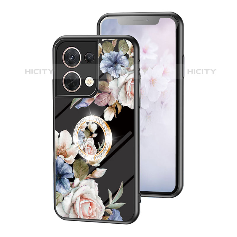 Custodia Silicone Gel Laterale Fiori Specchio Cover S01 per Oppo Reno8 5G