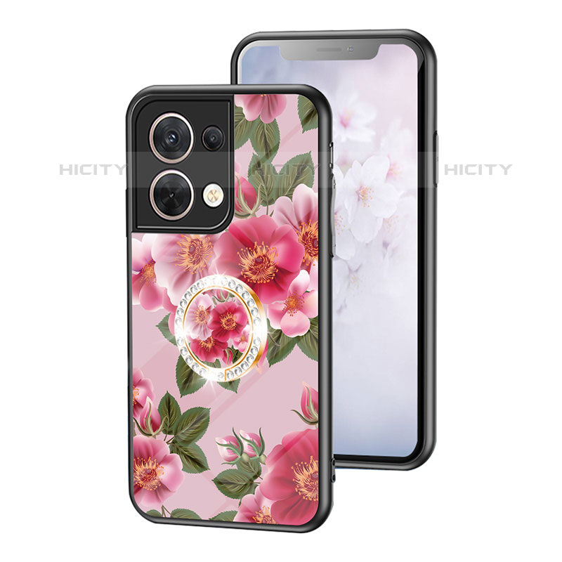 Custodia Silicone Gel Laterale Fiori Specchio Cover S01 per Oppo Reno8 5G