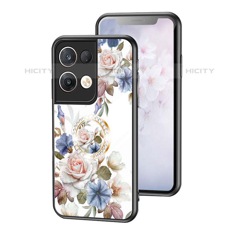 Custodia Silicone Gel Laterale Fiori Specchio Cover S01 per Oppo Reno8 Pro 5G