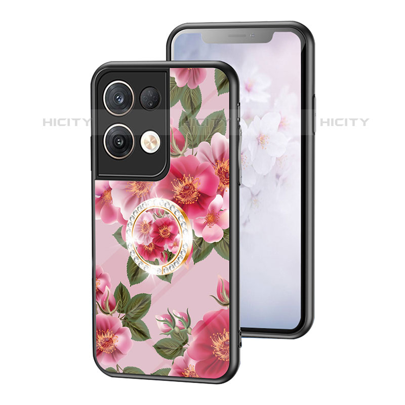 Custodia Silicone Gel Laterale Fiori Specchio Cover S01 per Oppo Reno8 Pro 5G