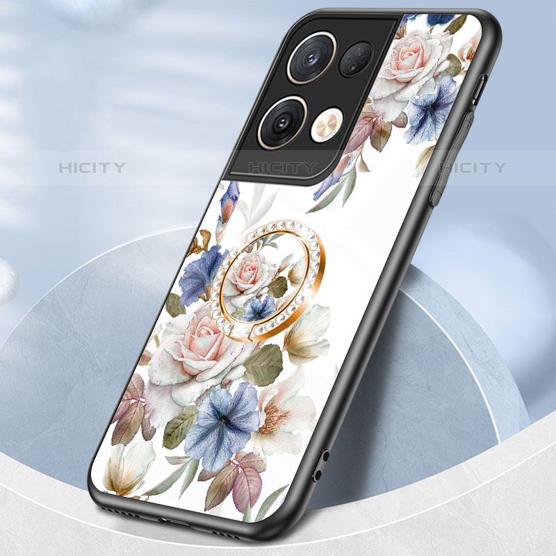 Custodia Silicone Gel Laterale Fiori Specchio Cover S01 per Oppo Reno8 Pro 5G