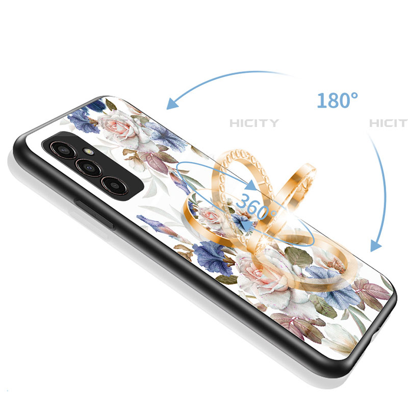 Custodia Silicone Gel Laterale Fiori Specchio Cover S01 per Samsung Galaxy M13 4G