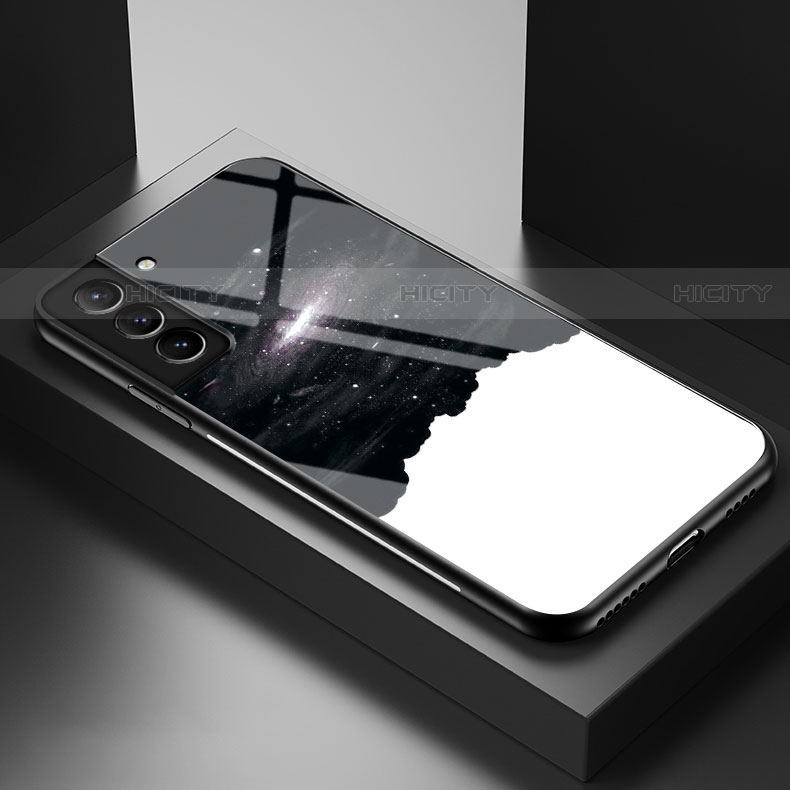 Custodia Silicone Gel Laterale Mistica Luna Stelle Specchio Cover A01 per Samsung Galaxy S21 5G Bianco