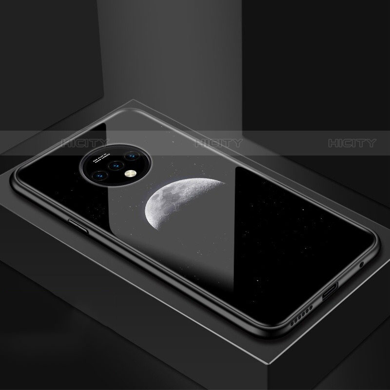 Custodia Silicone Gel Laterale Mistica Luna Stelle Specchio Cover per OnePlus 7T Nero