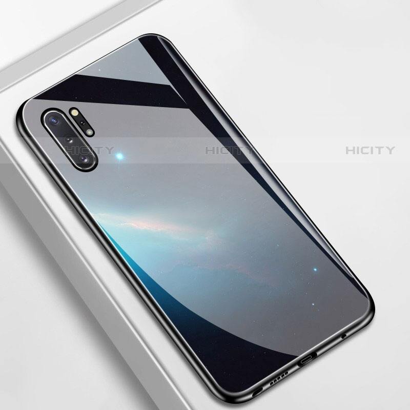 Custodia Silicone Gel Laterale Mistica Luna Stelle Specchio Cover per Samsung Galaxy Note 10 Plus Nero