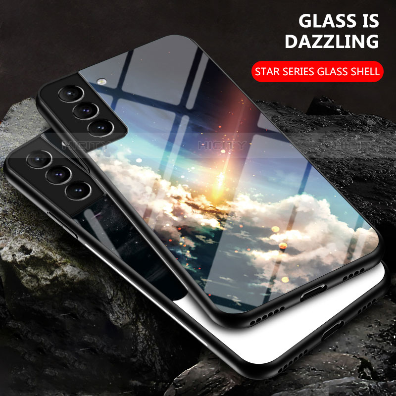 Custodia Silicone Gel Laterale Mistica Luna Stelle Specchio Cover per Samsung Galaxy S22 5G