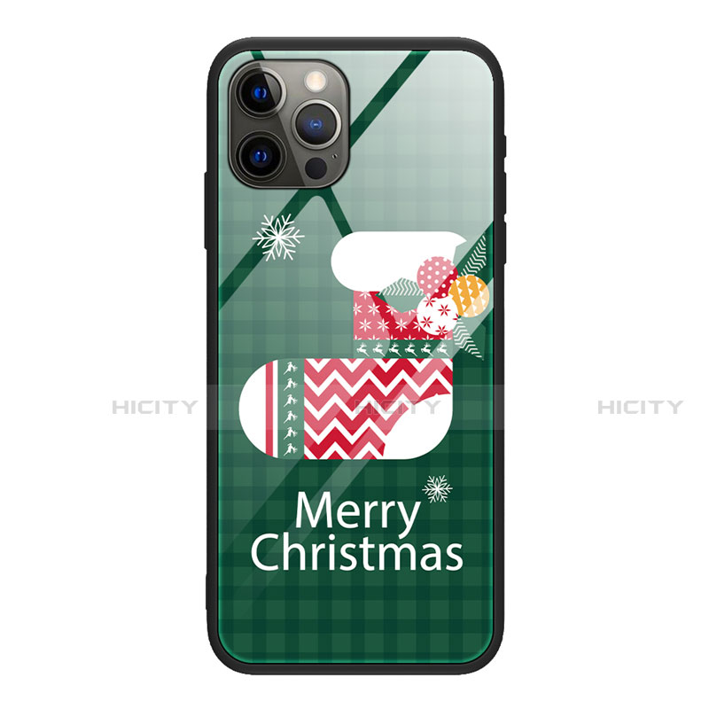 Custodia Silicone Gel Laterale Natale Modello Specchio Cover per Apple iPhone 12 Pro Max Verde