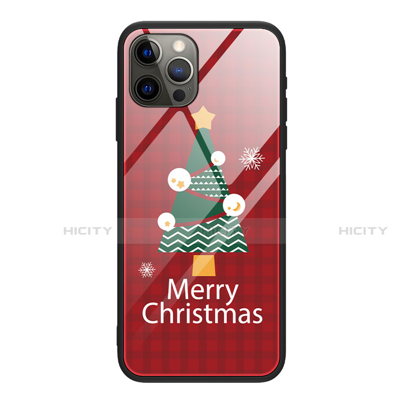 Custodia Silicone Gel Laterale Natale Modello Specchio Cover per Apple iPhone 12 Pro Rosso