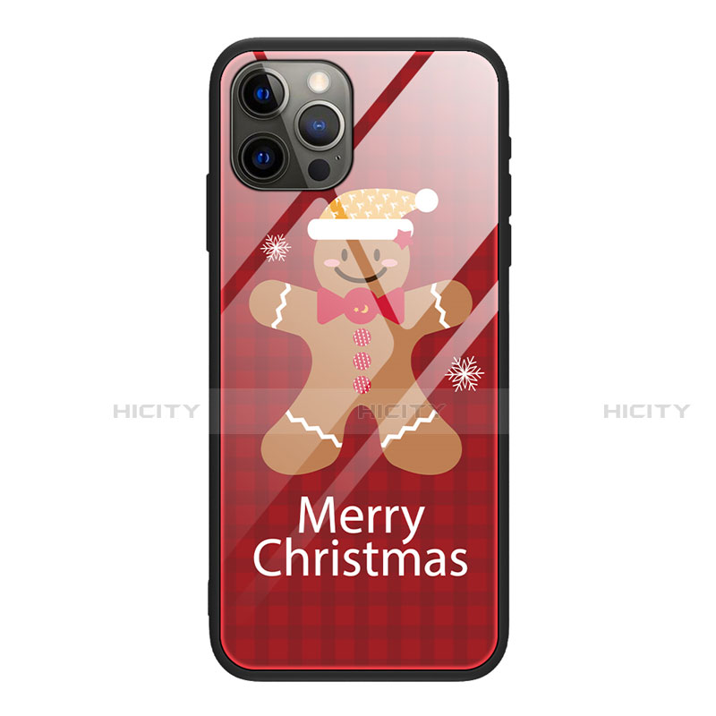 Custodia Silicone Gel Laterale Natale Modello Specchio Cover per Apple iPhone 12 Pro Rosso Rosa