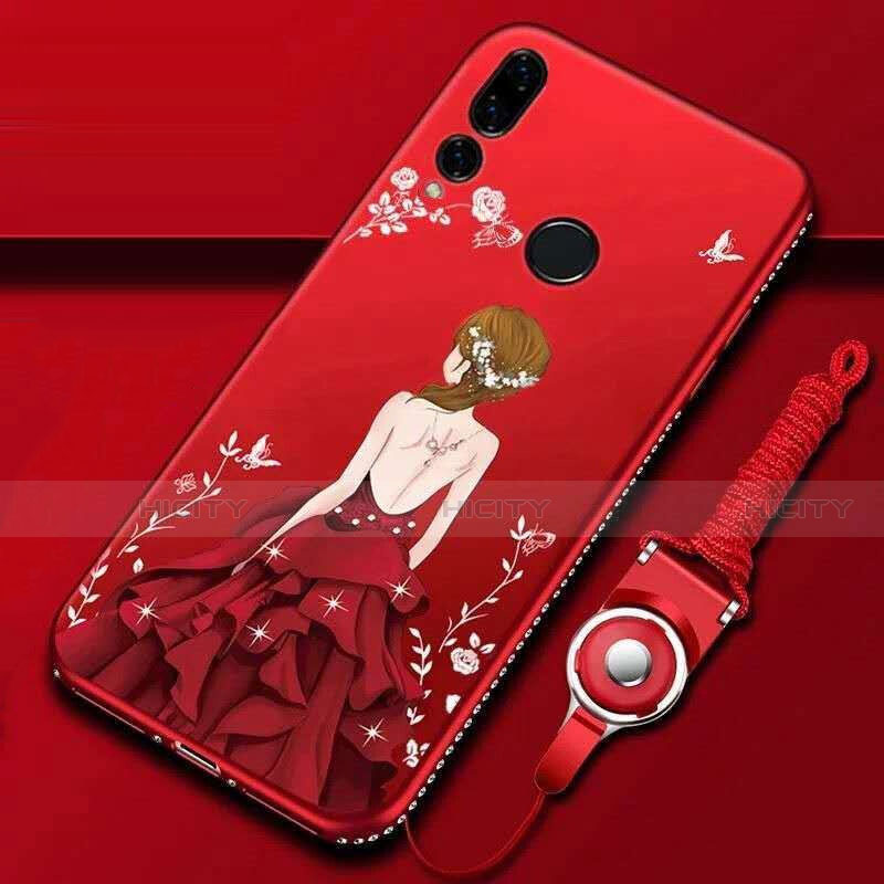 Custodia Silicone Gel Morbida Abito Ragazza Cover K01 per Huawei Honor 20i Rosso
