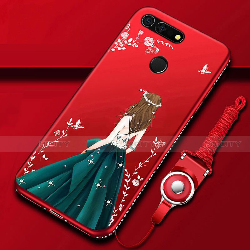 Custodia Silicone Gel Morbida Abito Ragazza Cover K01 per Huawei Honor View 20