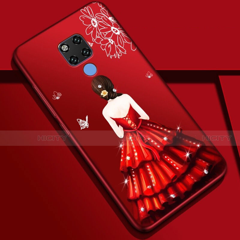 Custodia Silicone Gel Morbida Abito Ragazza Cover K01 per Huawei Mate 20 Rosso