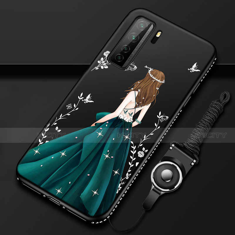 Custodia Silicone Gel Morbida Abito Ragazza Cover K01 per Huawei P40 Lite 5G