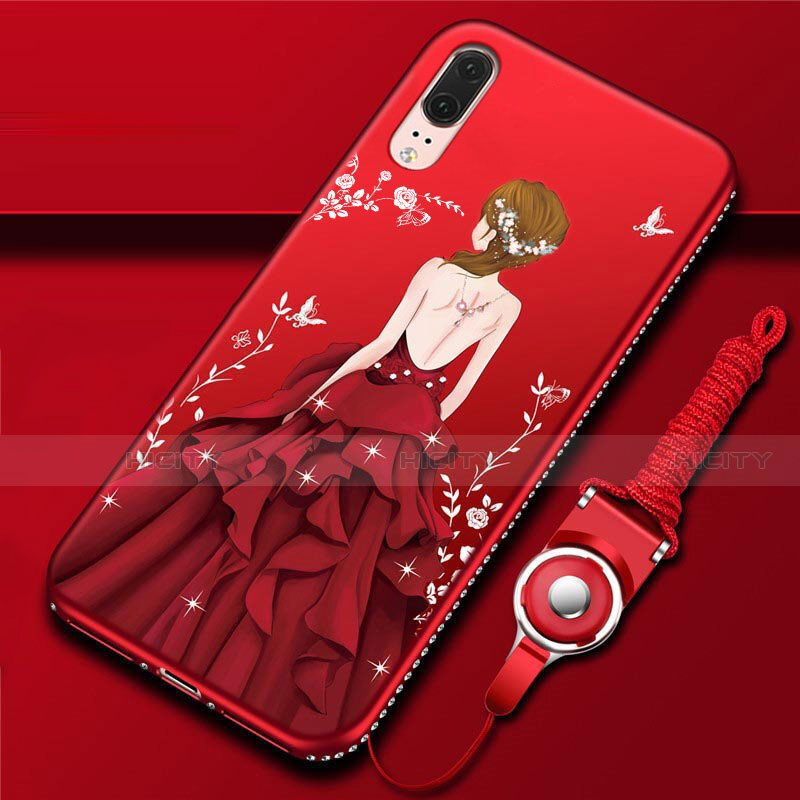 Custodia Silicone Gel Morbida Abito Ragazza Cover K02 per Huawei P20