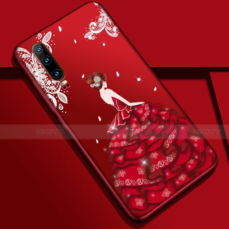 Custodia Silicone Gel Morbida Abito Ragazza Cover K02 per Huawei P30 Colorato