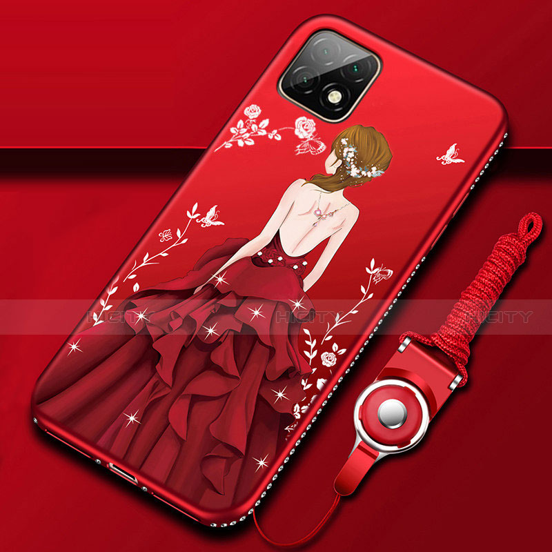 Custodia Silicone Gel Morbida Abito Ragazza Cover per Huawei Enjoy 20 5G Rosso