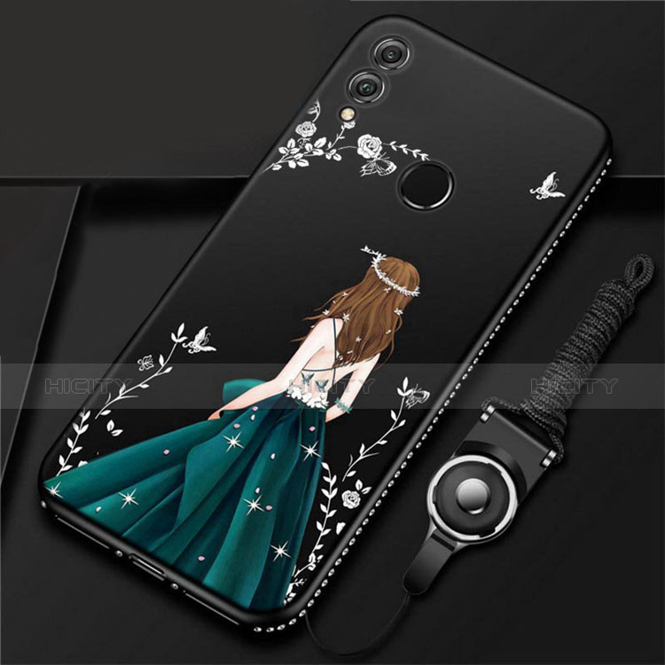 Custodia Silicone Gel Morbida Abito Ragazza Cover per Huawei Honor 10 Lite Nero