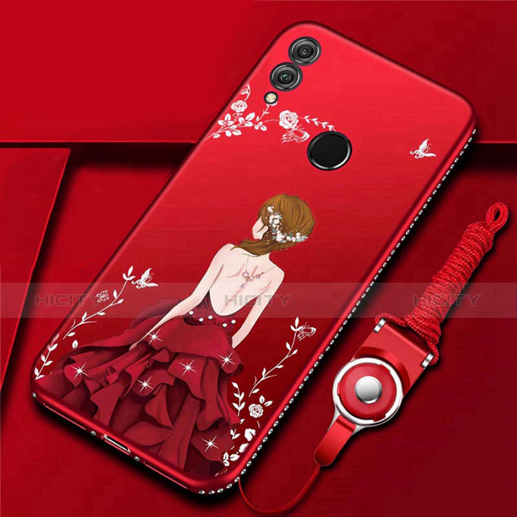 Custodia Silicone Gel Morbida Abito Ragazza Cover per Huawei Honor 10 Lite Rosso