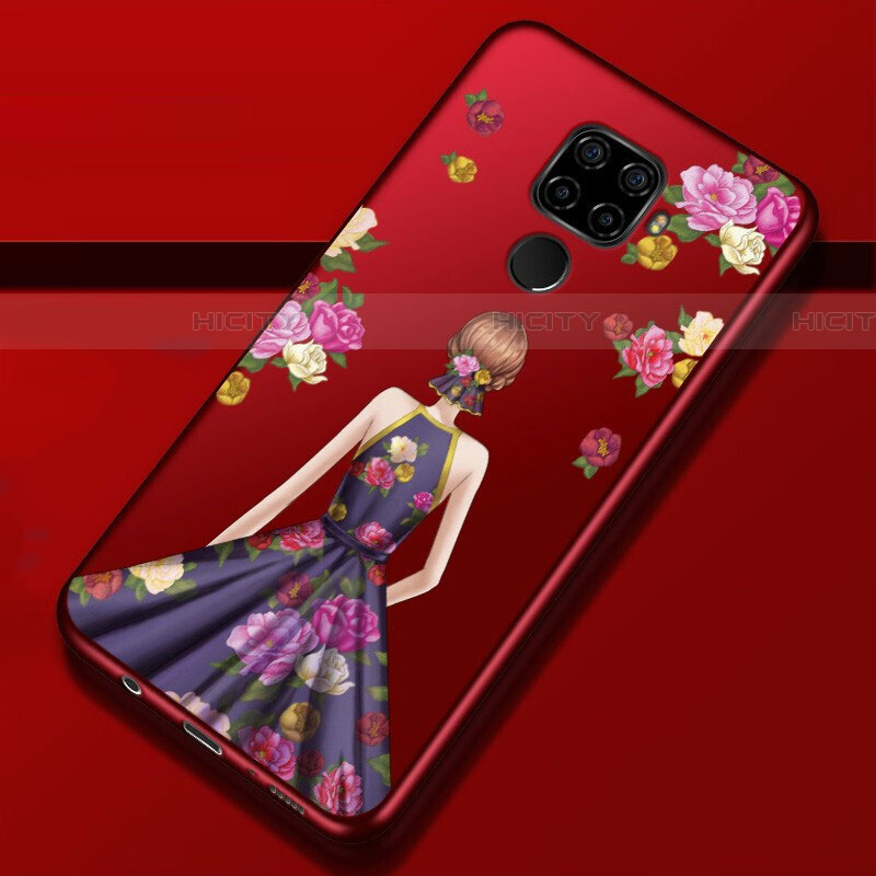 Custodia Silicone Gel Morbida Abito Ragazza Cover per Huawei Mate 30 Lite Viola