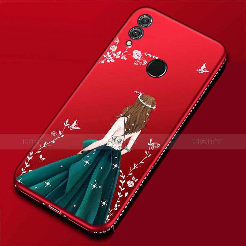 Custodia Silicone Gel Morbida Abito Ragazza Cover per Huawei P Smart (2019) Rosso Rosa