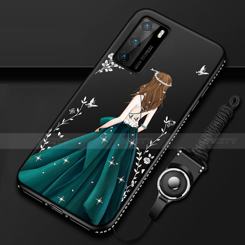 Custodia Silicone Gel Morbida Abito Ragazza Cover per Huawei P40