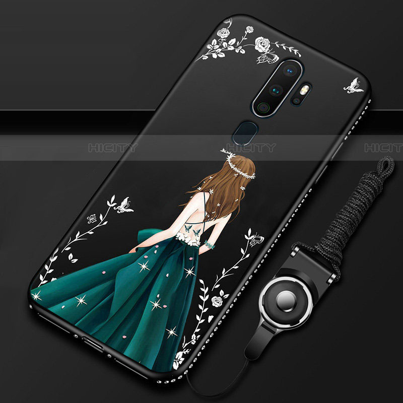 Custodia Silicone Gel Morbida Abito Ragazza Cover per Oppo A5 (2020) Verde