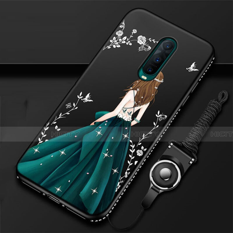 Custodia Silicone Gel Morbida Abito Ragazza Cover per Oppo R17 Pro Verde