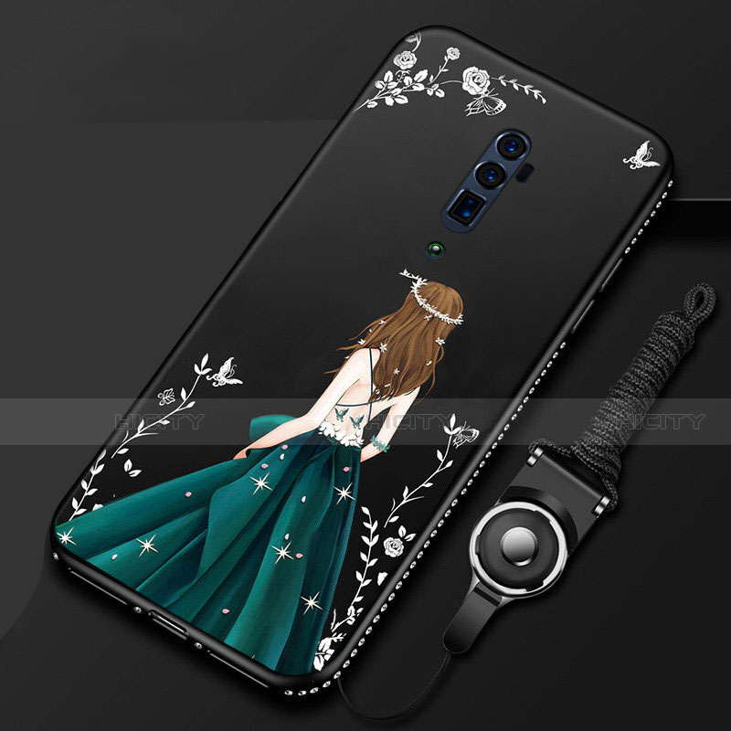 Custodia Silicone Gel Morbida Abito Ragazza Cover per Oppo Reno 10X Zoom Nero