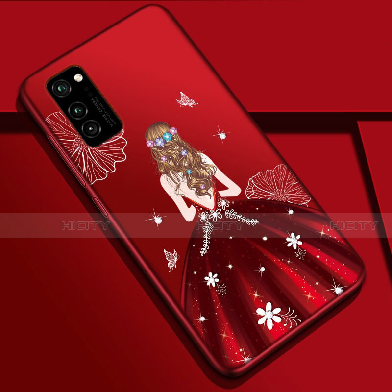 Custodia Silicone Gel Morbida Abito Ragazza Cover S01 per Huawei Honor V30 Pro 5G