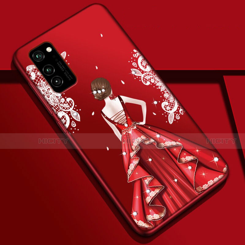 Custodia Silicone Gel Morbida Abito Ragazza Cover S01 per Huawei Honor V30 Pro 5G