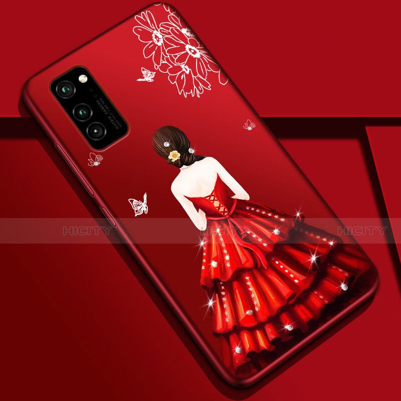 Custodia Silicone Gel Morbida Abito Ragazza Cover S01 per Huawei Honor V30 Pro 5G