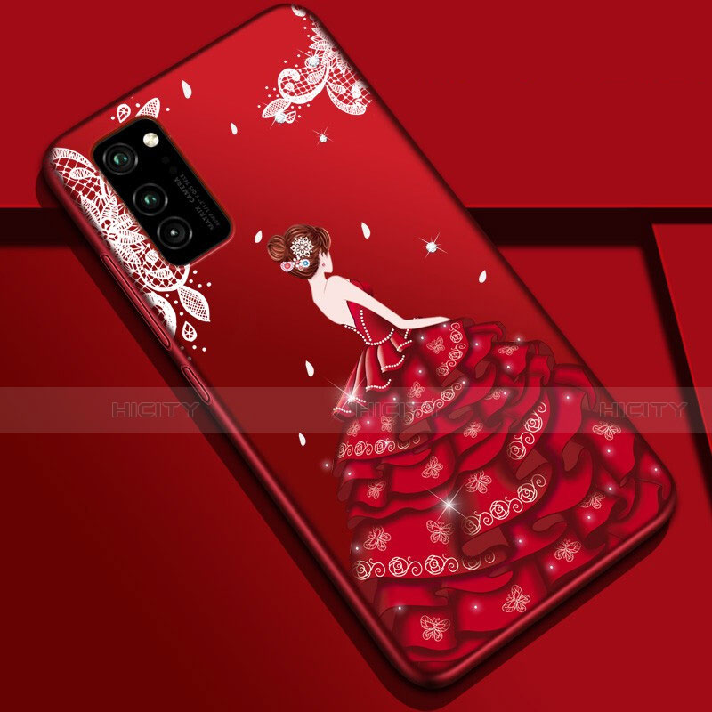 Custodia Silicone Gel Morbida Abito Ragazza Cover S01 per Huawei Honor V30 Pro 5G