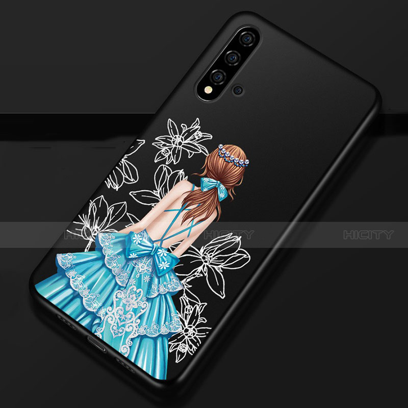 Custodia Silicone Gel Morbida Abito Ragazza Cover S02 per Huawei Nova 5