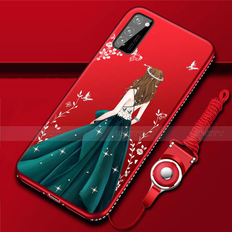 Custodia Silicone Gel Morbida Abito Ragazza Cover S03 per Huawei Honor V30 5G