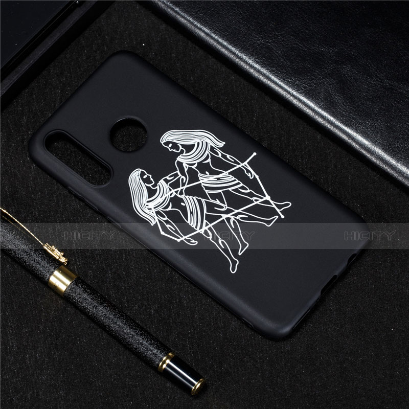 Custodia Silicone Gel Morbida Costellazione Cover S04 per Huawei P30 Lite Nero