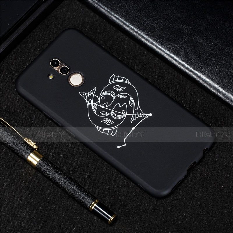 Custodia Silicone Gel Morbida Costellazione Cover S12 per Huawei Mate 20 Lite Nero