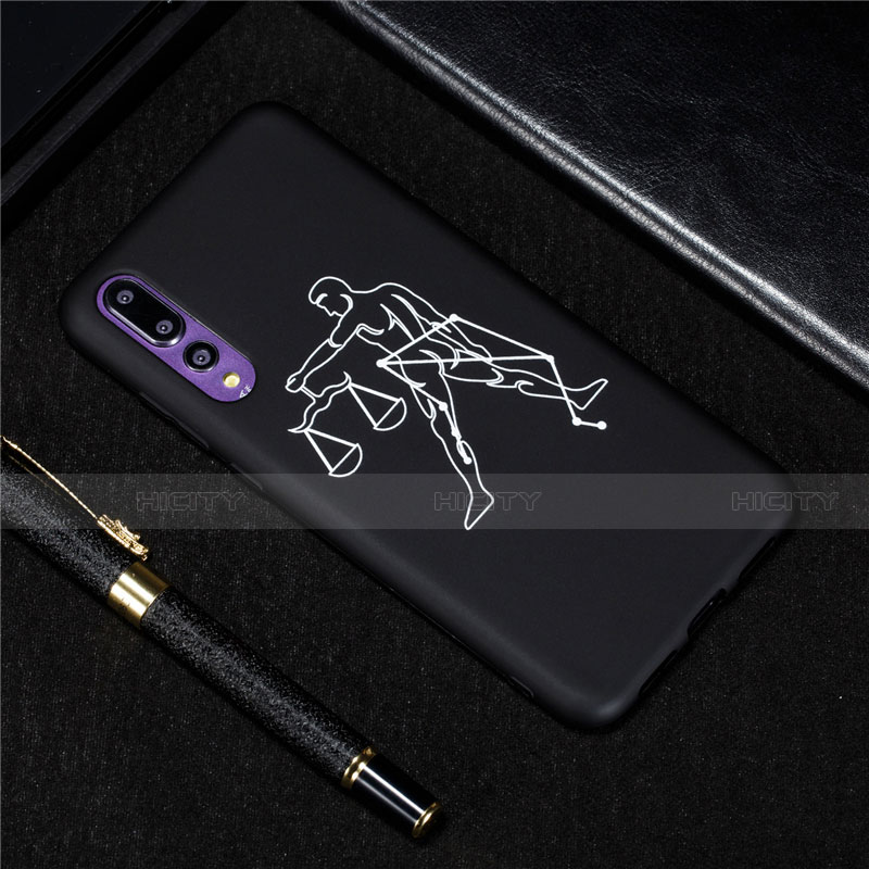 Custodia Silicone Gel Morbida Costellazione Cover S12 per Huawei P20 Pro Nero