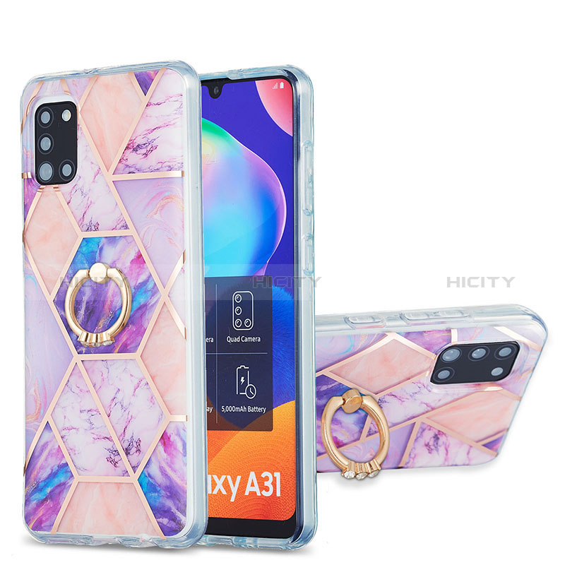 Custodia Silicone Gel Morbida Fantasia Modello Cover con Anello Supporto Y01B per Samsung Galaxy A31