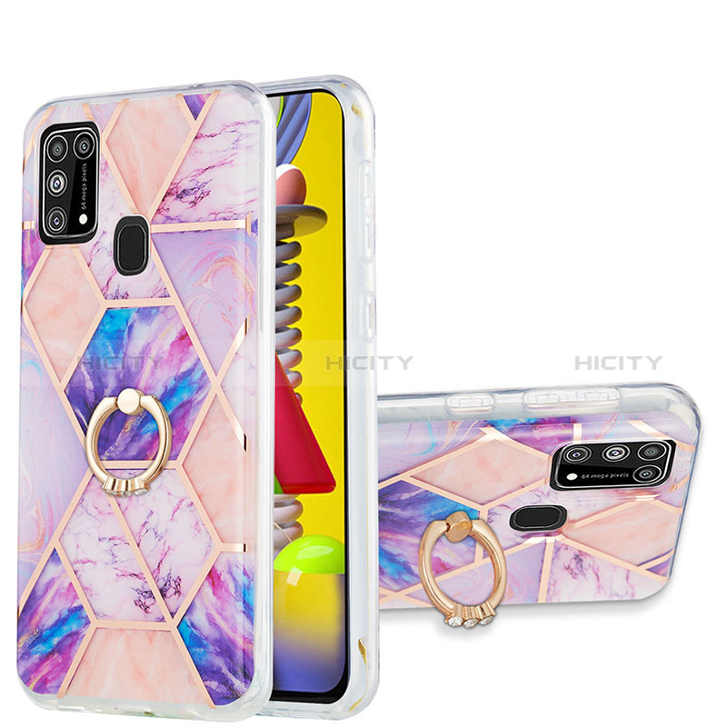 Custodia Silicone Gel Morbida Fantasia Modello Cover con Anello Supporto Y01B per Samsung Galaxy M21s