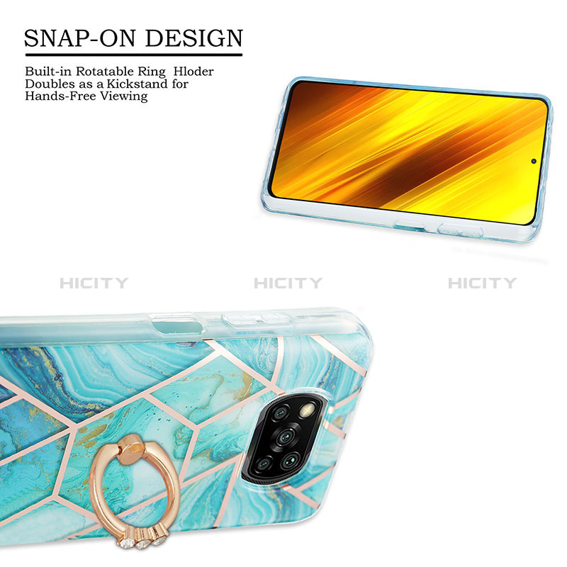 Custodia Silicone Gel Morbida Fantasia Modello Cover con Anello Supporto Y01B per Xiaomi Poco X3 NFC
