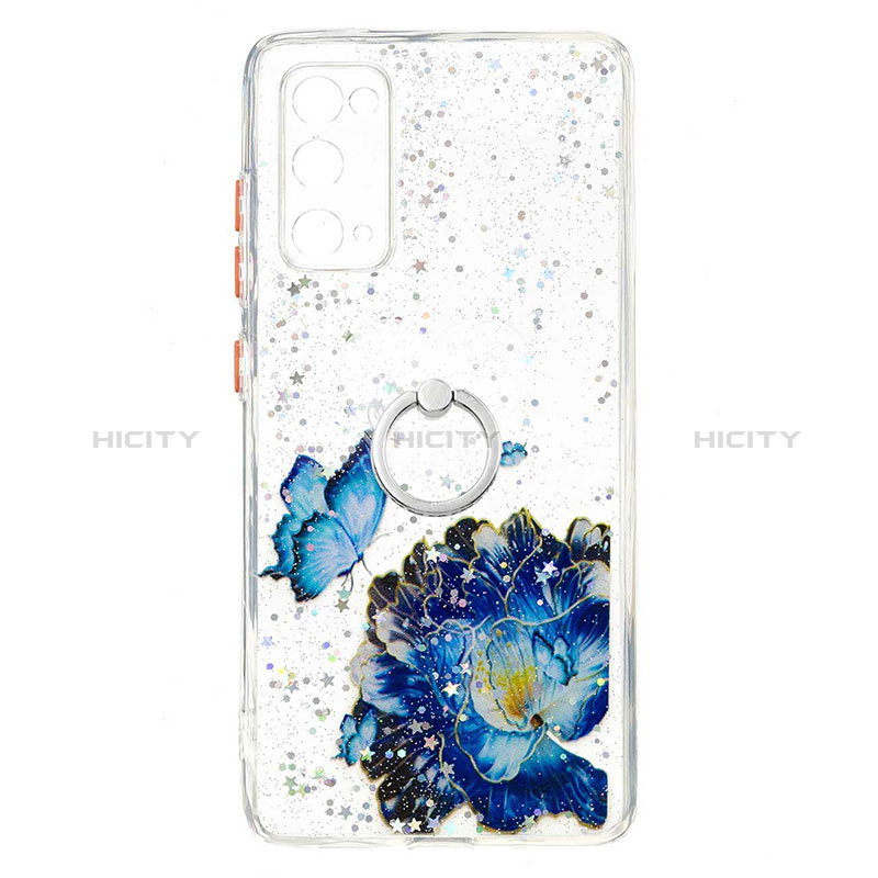 Custodia Silicone Gel Morbida Fantasia Modello Cover con Anello Supporto Y01X per Samsung Galaxy S20 FE 5G Blu