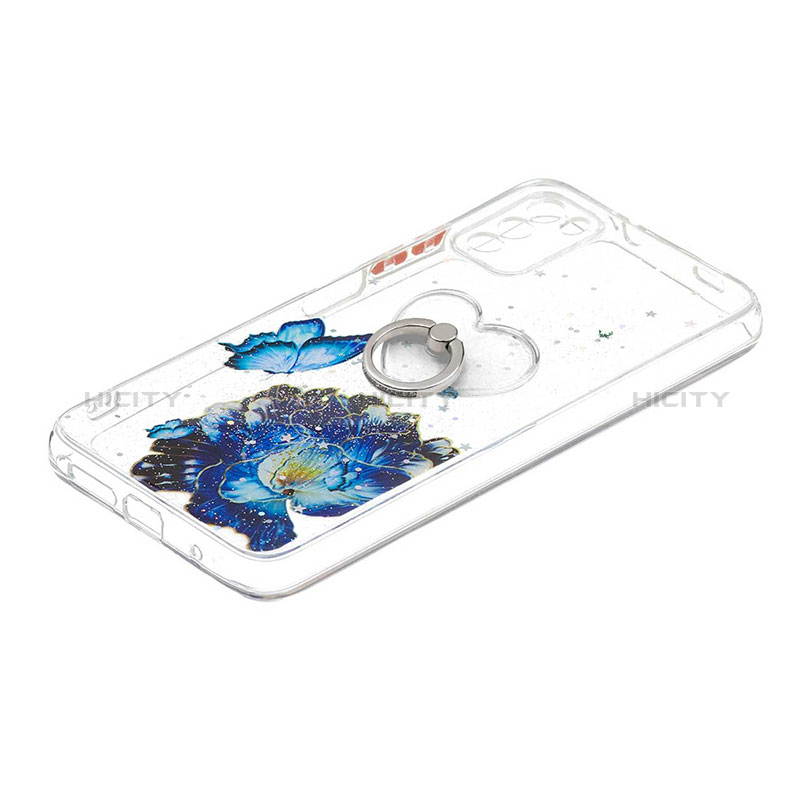 Custodia Silicone Gel Morbida Fantasia Modello Cover con Anello Supporto Y01X per Xiaomi Poco M3 Blu