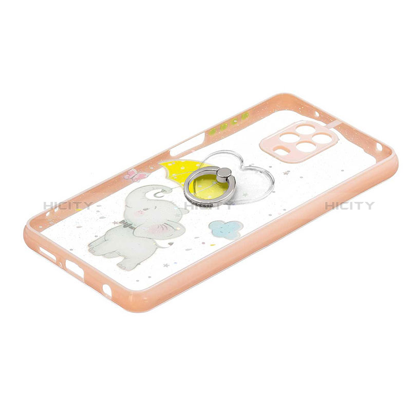 Custodia Silicone Gel Morbida Fantasia Modello Cover con Anello Supporto Y01X per Xiaomi Redmi Note 9 Pro Giallo